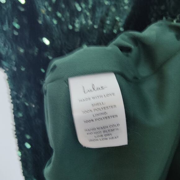 NWT Lulus Sz XL All Aglitter Emerald Green Sequin Off the Shoulder Mini Dress - Picture 9 of 9